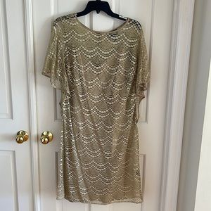 Adrianna Papell Gold Lace Dress - great holiday dress!